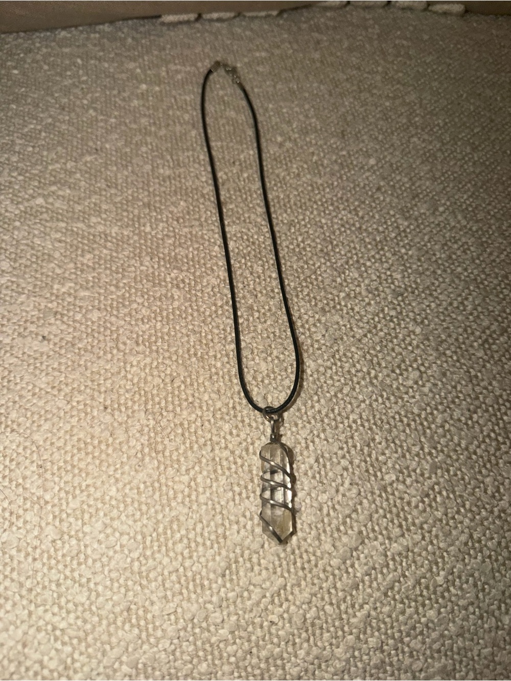 Clear Quartz Crystal Wrapped Pendant Necklace - Unbranded